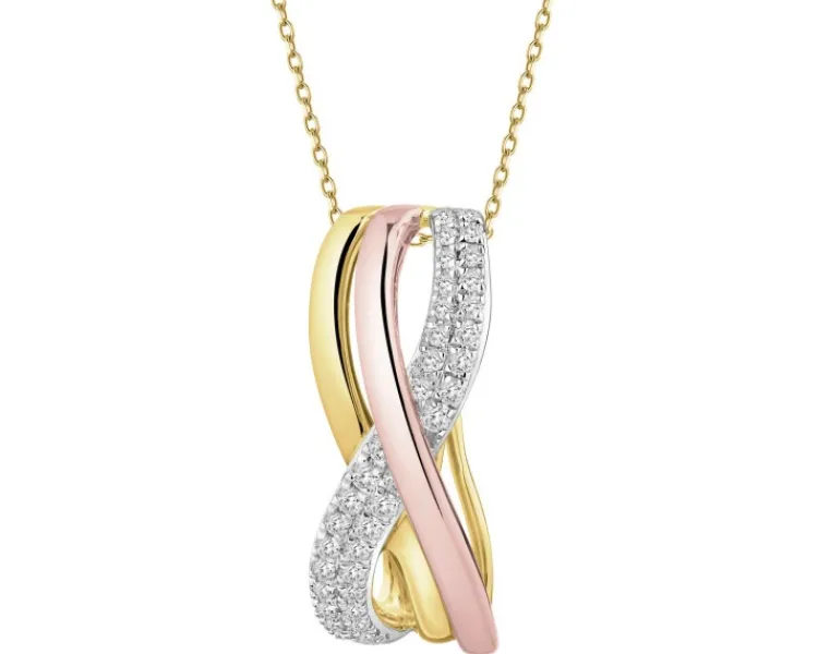 Apart Zawieszka z żółtego, białego i różowego złota z diamentami - 0,15 ct - próba 585< Wszystkie
