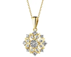 Apart Zawieszka z żółtego i białego złota z diamentami - rozeta - 0,20 ct - próba 585