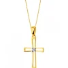 Apart Zawieszka z żółtego i białego złota z diamentem - krzyż - 0,002 ct - próba 375< Zawieszki