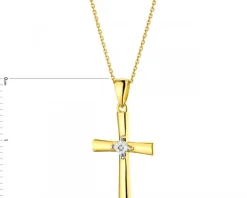 Apart Zawieszka z żółtego i białego złota z diamentem - krzyż - 0,003 ct - próba 375< Zawieszki