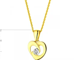 Apart Zawieszka z żółtego i białego złota z brylantem - serce - 0,01 ct - próba 375< Zawieszki