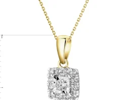 Best Apart Zawieszka z żółtego i białego złota z brylantami - kwadrat - 0,15 ct - próba 585