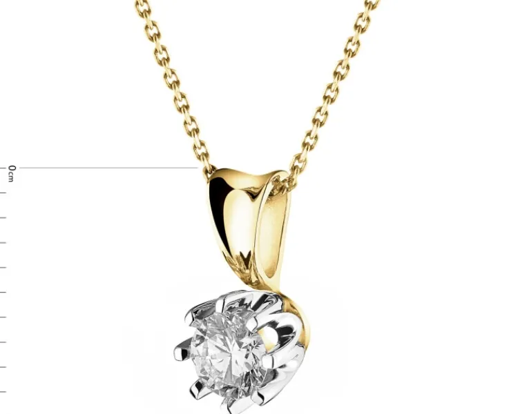 Outlet Apart Zawieszka z żółtego i białego złota z brylantem - SI2/H - 0,34 ct - próba 585