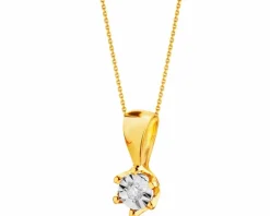 Online Apart Zawieszka z żółtego i białego złota z brylantem - 0,01 ct - próba 585