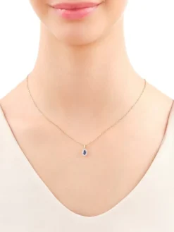 Apart Zawieszka z żółtego i białego złota z diamentami i szafirem - próba 585< Zawieszki