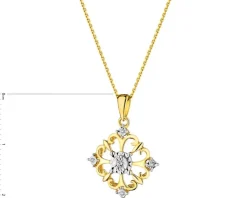 Online Apart Zawieszka z żółtego i białego złota z brylantami - 0,03 ct - próba 375