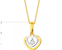 Apart Zawieszka z żółtego i białego złota z brylantem - serce - 0,01 ct - próba 375< Zawieszki
