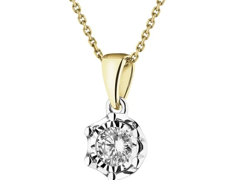 Online Apart Zawieszka z żółtego i białego złota z brylantem - 0,18 ct - próba 585