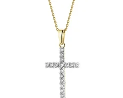 Best Apart Zawieszka z żółtego i białego złota z brylantami - krzyż - 0,25 ct - próba 585
