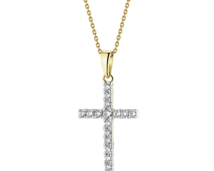 Best Apart Zawieszka z żółtego i białego złota z brylantami - krzyż - 0,25 ct - próba 585