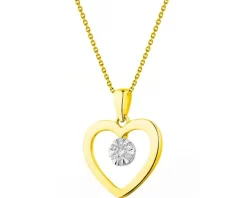 Apart Zawieszka z żółtego i białego złota z brylantami - serce - 0,06 ct - próba 585
