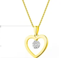 Apart Zawieszka z żółtego i białego złota z brylantami - serce - 0,06 ct - próba 585