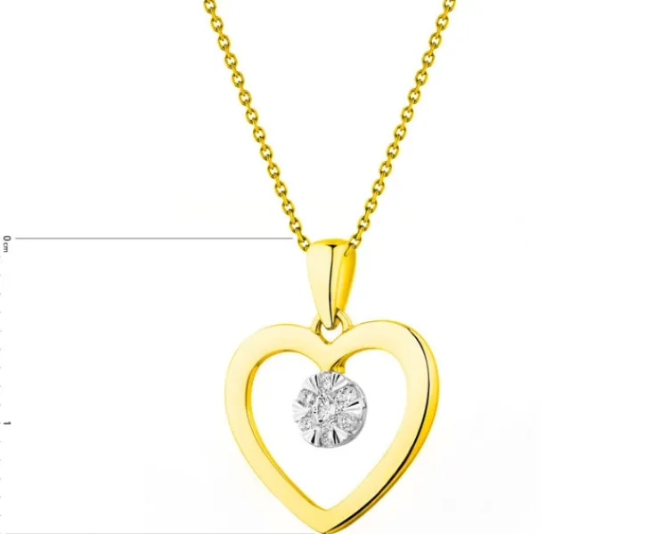 Apart Zawieszka z żółtego i białego złota z brylantami - serce - 0,06 ct - próba 585