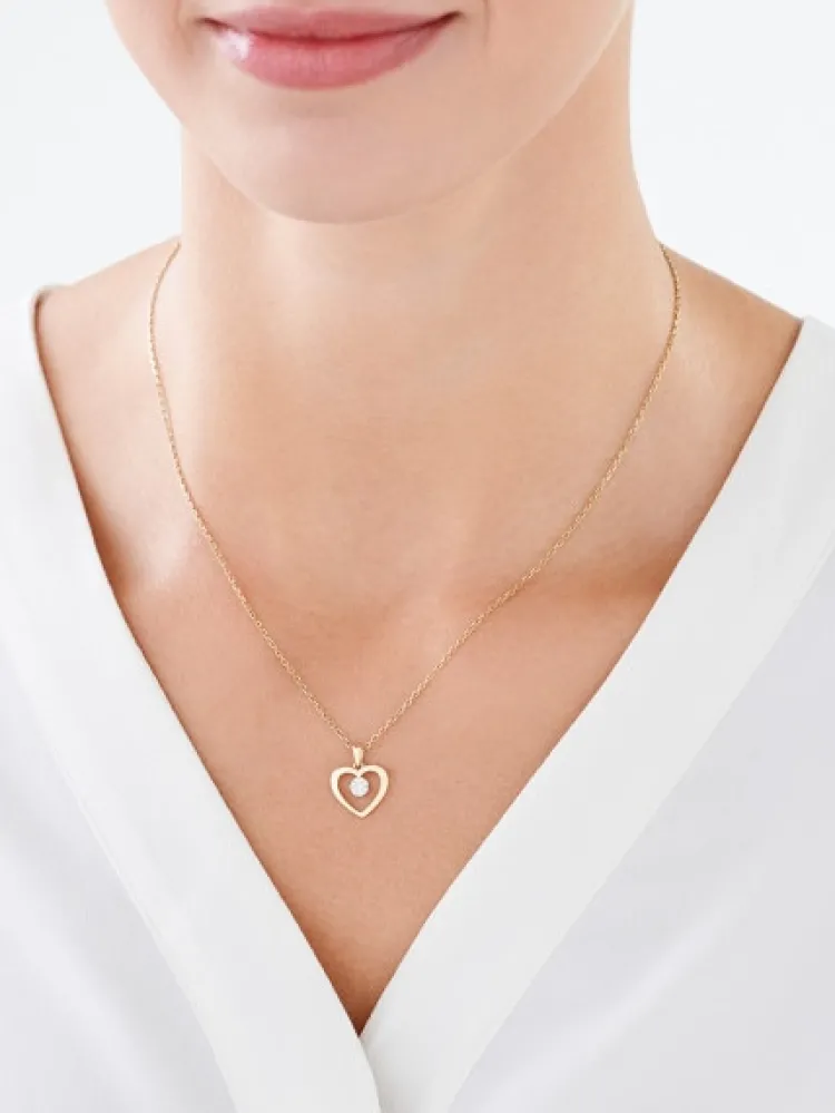 Apart Zawieszka z żółtego i białego złota z brylantami - serce - 0,06 ct - próba 585