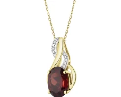 Clearance Apart Zawieszka z żółtego złota diamentami i granatem - próba 585