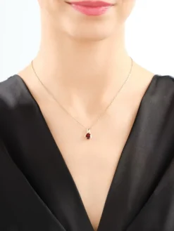 Clearance Apart Zawieszka z żółtego złota diamentami i granatem - próba 585
