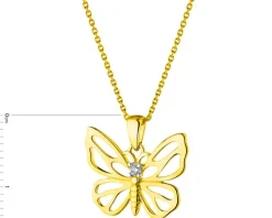 Apart Zawieszka z żółtego złota z brylantem - motyl - 0,01 ct - próba 375< Zawieszki