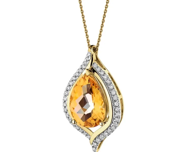 Apart Zawieszka z żółtego złota z brylantami i cytrynem - próba 585< Zawieszki