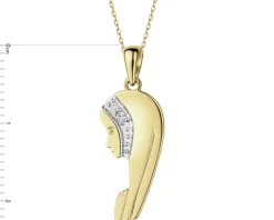Apart Zawieszka z żółtego złota z brylantami - medalik Matka Boska - 0,01 ct - próba 585< Zawieszki