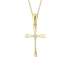 Apart Zawieszka z żółtego złota z brylantem - krzyż - 0,01 ct - próba 585< Wszystkie