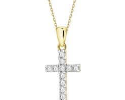 Hot Apart Zawieszka z żółtego złota z brylantami laboratoryjnymi - krzyż - 0,18 ct - próba 585