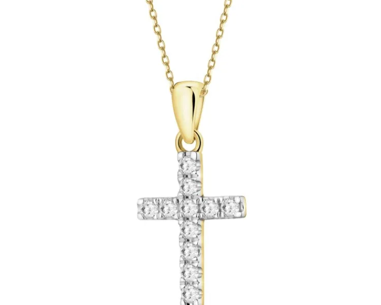 Hot Apart Zawieszka z żółtego złota z brylantami laboratoryjnymi - krzyż - 0,18 ct - próba 585
