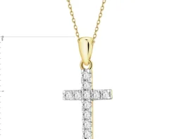 Hot Apart Zawieszka z żółtego złota z brylantami laboratoryjnymi - krzyż - 0,18 ct - próba 585