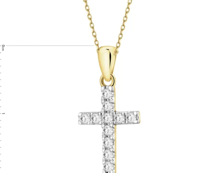 Hot Apart Zawieszka z żółtego złota z brylantami laboratoryjnymi - krzyż - 0,18 ct - próba 585