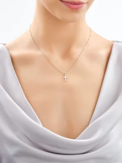 Hot Apart Zawieszka z żółtego złota z brylantami laboratoryjnymi - krzyż - 0,18 ct - próba 585