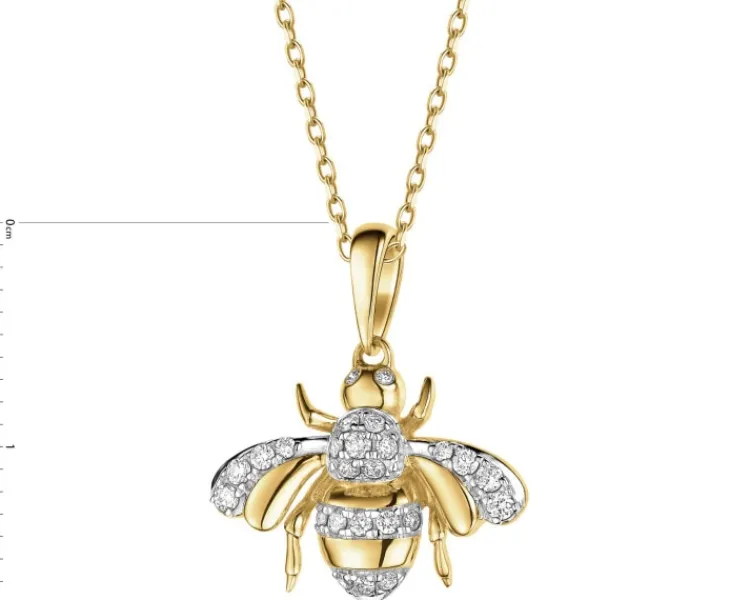 Online Apart Zawieszka z żółtego złota z brylantami - pszczółka - 0,13 ct - próba 585