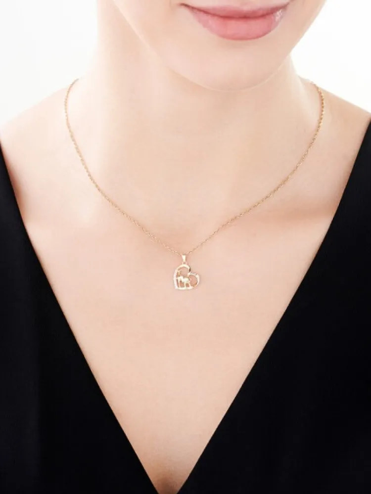 Hot Apart Zawieszka z żółtego złota z brylantami - serce, piesek - 0,03 ct - próba 375