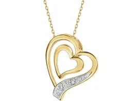 Apart Zawieszka z żółtego złota z brylantami - serca - 0,01 ct - próba 585< Zawieszki