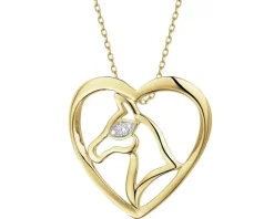 Apart Zawieszka z żółtego złota z brylantem - serce, koń - 0,008 ct - próba 375< Zawieszki