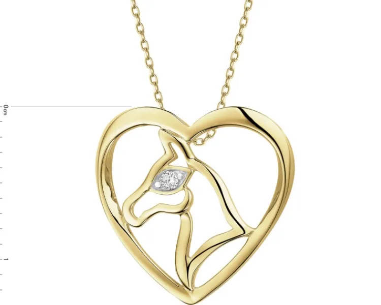 Apart Zawieszka z żółtego złota z brylantem - serce, koń - 0,008 ct - próba 375< Zawieszki