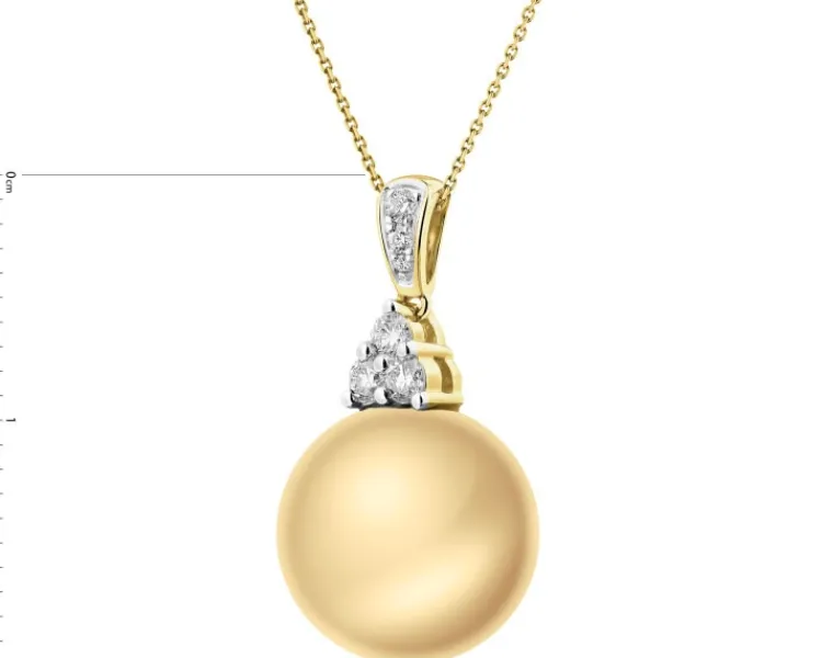 Clearance Apart Zawieszka z żółtego złota z brylantami i perłą Golden South Sea - próba 585