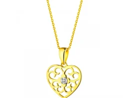 Apart Zawieszka z żółtego złota z brylantem - serce - 0,008 ct - próba 375< Zawieszki