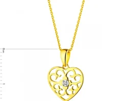 Apart Zawieszka z żółtego złota z brylantem - serce - 0,008 ct - próba 375< Zawieszki