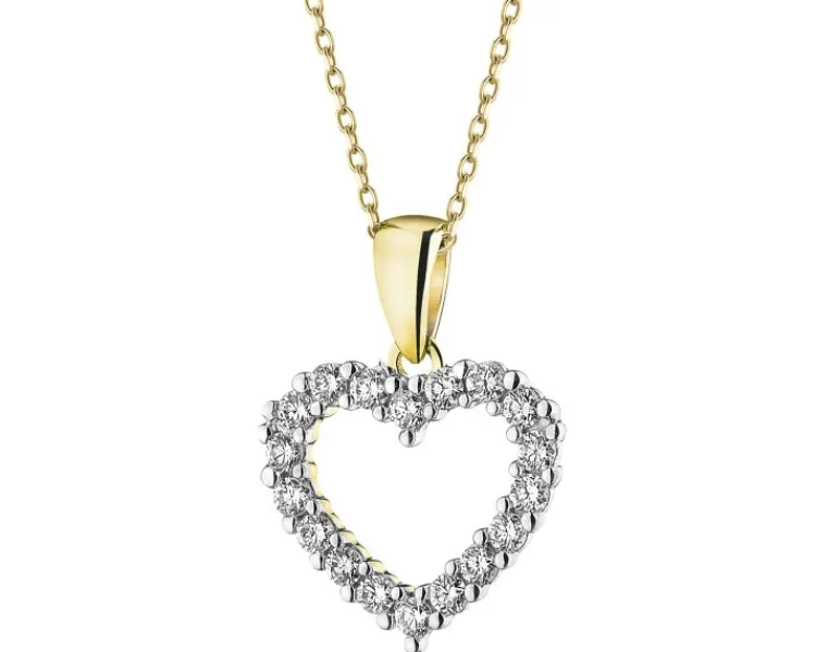Online Apart Zawieszka z żółtego złota z brylantami laboratoryjnymi - serce - 0,25 ct - próba 585