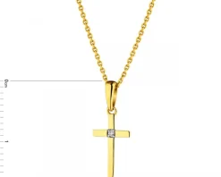 Apart Zawieszka z żółtego złota z brylantem - krzyż - 0,006 ct - próba 585< Zawieszki