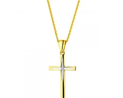 Apart Zawieszka z żółtego złota z brylantem - krzyż - 0,01 ct - próba 585