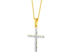 Apart Zawieszka z żółtego złota z brylantami - krzyż - 0,10 ct - próba 585< Zawieszki