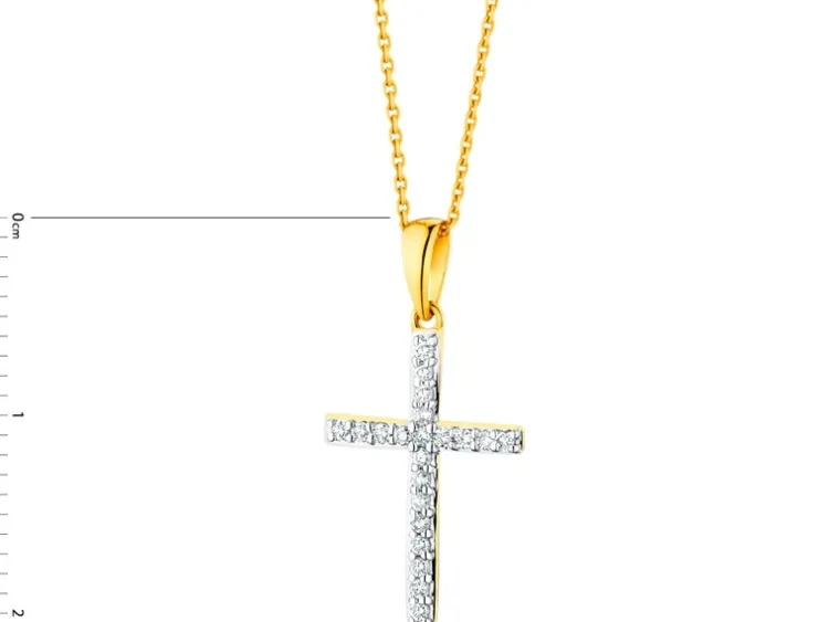 Apart Zawieszka z żółtego złota z brylantami - krzyż - 0,10 ct - próba 585< Zawieszki