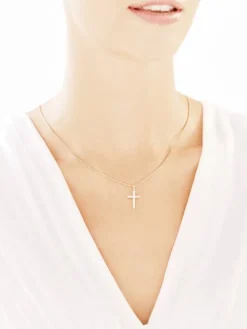 Apart Zawieszka z żółtego złota z brylantami - krzyż - 0,10 ct - próba 585< Zawieszki