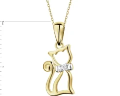 Apart Zawieszka z żółtego złota z brylantem - kot - 0,008 ct - próba 375< Wszystkie