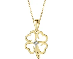 Apart Zawieszka z żółtego złota z brylantem - koniczyna - 0,01 ct - próba 375< Zawieszki