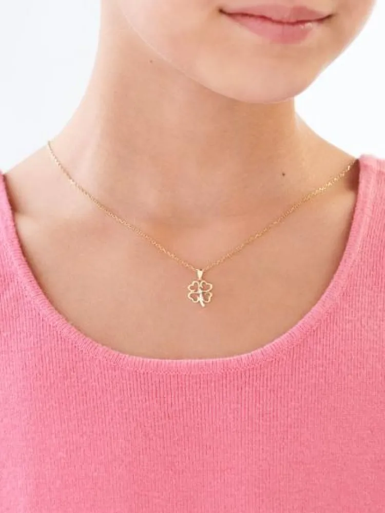 Apart Zawieszka z żółtego złota z brylantem - koniczyna - 0,01 ct - próba 375< Zawieszki