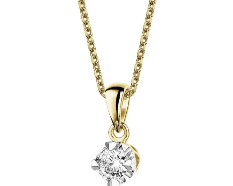 Sale Apart Zawieszka z żółtego złota z brylantem - serca - 0,16 ct - próba 585