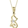 Online Apart Zawieszka z żółtego złota z brylantem - kot - 0,008 ct - próba 585