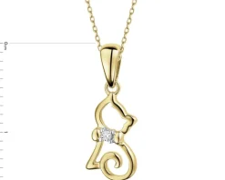 Online Apart Zawieszka z żółtego złota z brylantem - kot - 0,008 ct - próba 585