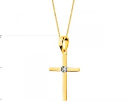 Apart Zawieszka z żółtego złota z brylantem - krzyż - 0,008 ct - próba 375< Zawieszki